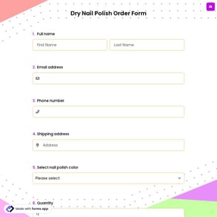 Dry Nail Polish Order Form