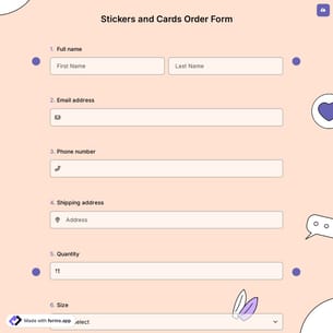 Stickers And Cards Order Form