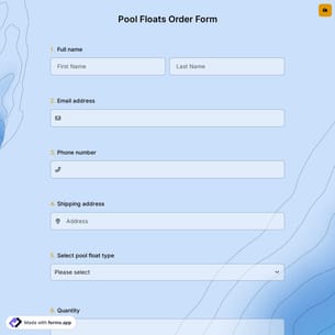 Pool Floats Order Form