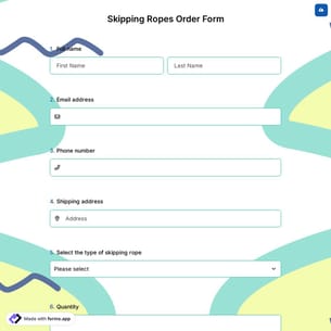 Skipping Ropes Order Form
