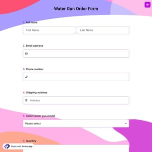 Water Gun Order Form