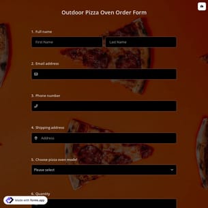 Outdoor Pizza Oven Order Form