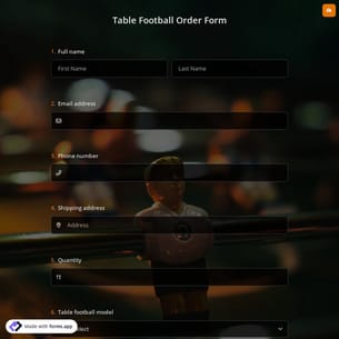 Table Football Order Form