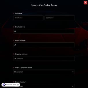 Sports Car Order Form