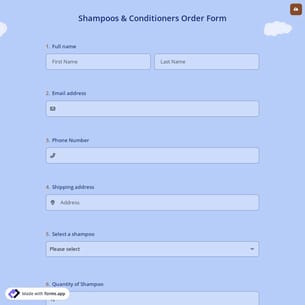 Shampoos & Conditioners Order Form