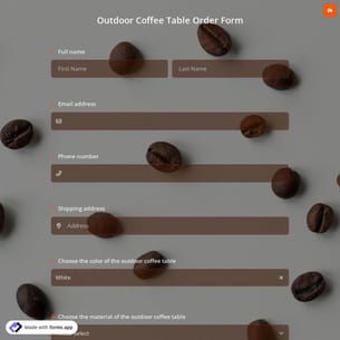 Outdoor Coffee Table Order Form