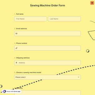 Sewing Machine Order Form