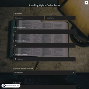 Reading Lights Order Form