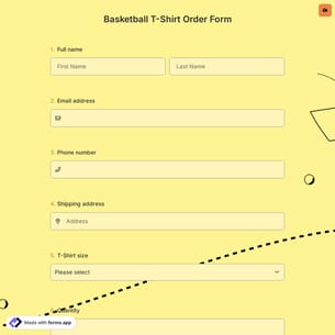 Basketball T-Shirt Order Form