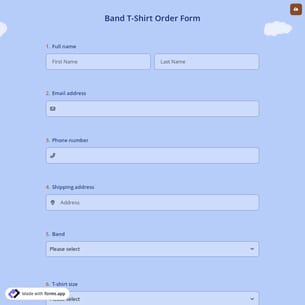 Band T-Shirt Order Form