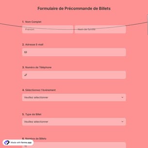 Formulaire de Précommande de Billets