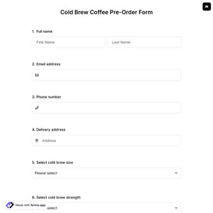 Cold Brew Coffee Pre-Order Form