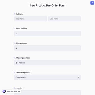 New Product Pre-Order Form