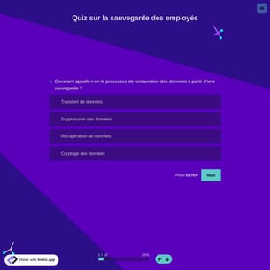 Modèle de quiz de connaissances sur la sauvegarde des employés