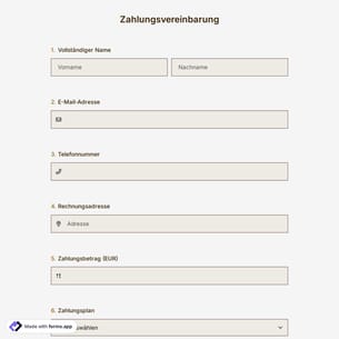 Zahlungsvereinbarungsformular