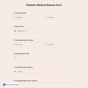 Pediatric Medical Release Form