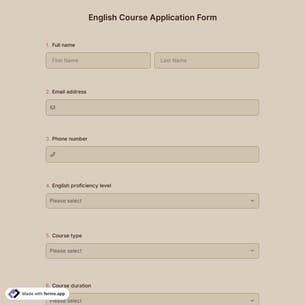English Course Application Form