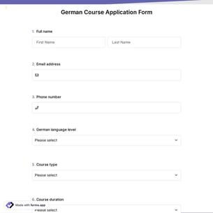 German Course Application Form