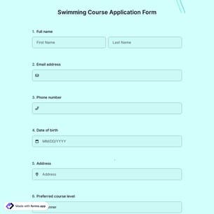 Swimming Course Application Form