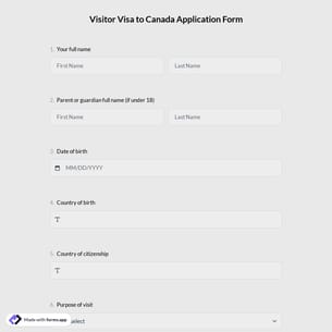 Visitor Visa to Canada Application Form