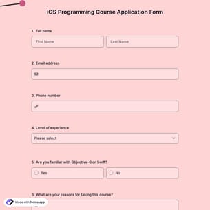 iOS Programming Course Application Form