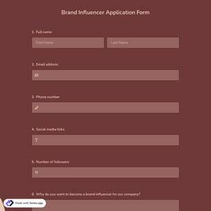 Brand Influencer Application Form