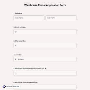 Warehouse Rental Application Form