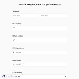 Musical Theater School Application Form