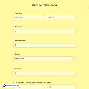 Cake Pop Order Form