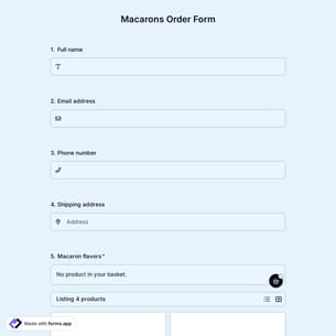 Macarons Order Form