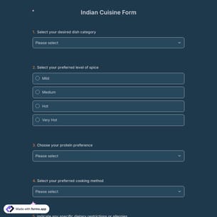Indian Cuisine Form