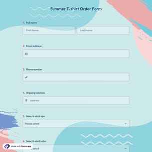 Summer T-Shirt Order Form