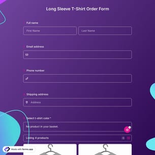 Long Sleeve T-Shirt Order Form