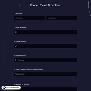 Concert Ticket Order Form