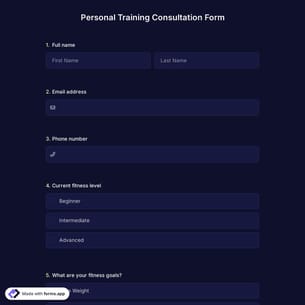 Personal Training Consultation Form