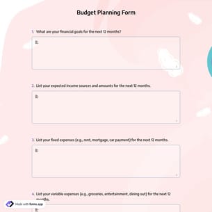 Budget Planning Form
