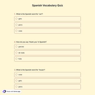 Spanish Vocabulary Quiz