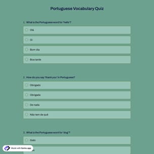 Portuguese Vocabulary Quiz