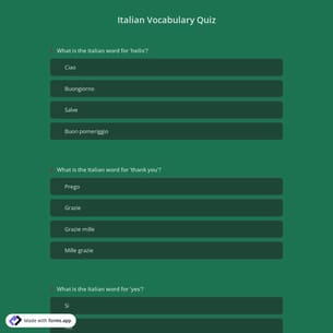 Italian Vocabulary Quiz