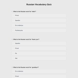 Russian Vocabulary Quiz