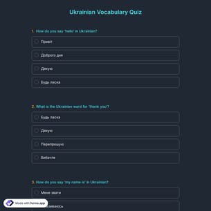 Ukrainian Vocabulary Quiz