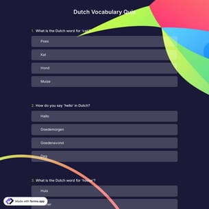 Dutch Vocabulary Quiz