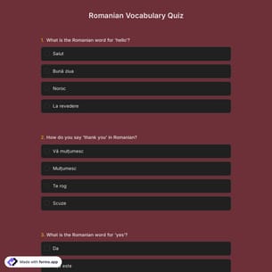 Romanian Vocabulary Quiz