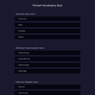 Finnish Vocabulary Quiz