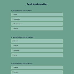 Czech Vocabulary Quiz