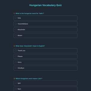 Hungarian Vocabulary Quiz