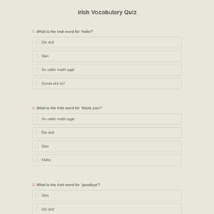 Irish Vocabulary Quiz