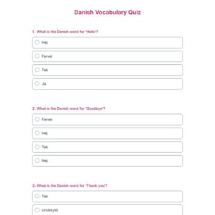 Danish Vocabulary Quiz