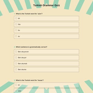 Turkish Grammar Quiz