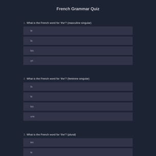 French Grammar Quiz